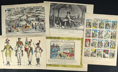 Lot de 5 impressions sur le thème de Napoléon Bonaparte.