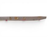 a close up of a dog collar on a white background