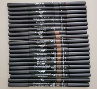 chanel brow pencils in various shades of black and brown
