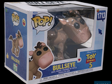 bullseye pop vinyl figure in a box on a black background