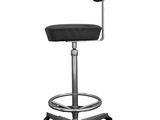 an image of a black and chrome stool with a black seat