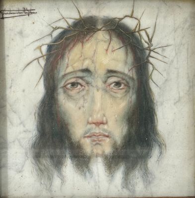 painting of jesus with crown of thorns on his head