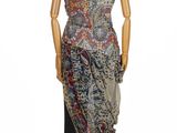 an image of a mannequin dressed in a multicolored dress