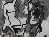 un dessin en noir et blanc d'un homme et d'une femme