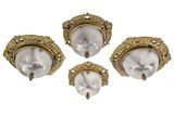three light fixtures are shown on a white background