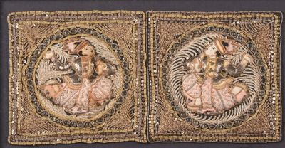 Broderie birmane figurant deux danseuses H.