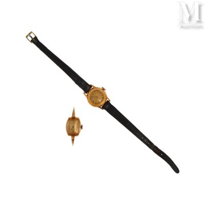 une image représentant une montre en or et un bracelet en cuir noir