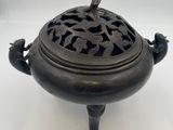 chinese bronze incense burner with birds and flowers