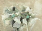 an image of a painting of a group of birds flying in the sky