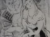 drawing of a woman and a child sitting on a couch