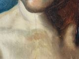 an oil painting of a man with a feather in his hair