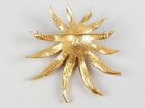 yellow gold plated sunburst brooch pin