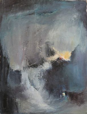 an oil painting of a painting of a wave coming in to the ocean