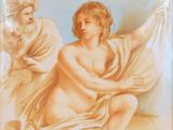 une image représentant un tableau où l'on voit une femme assise sur un nuage