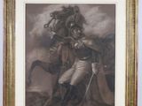 tableau représentant un homme à cheval dans un champ, avec un cheval