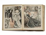 two pages of a book with pictures of people in formal clothing