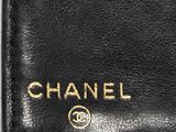 chanel black leather wallet with gold logo