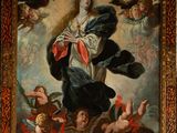 an image of a painting of a woman surrounded by angels and demons