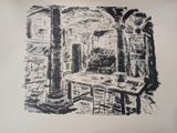 an image of a drawing of a room with a table and chairs