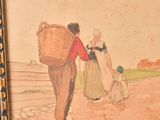 painting of a woman carrying a basket and a man carrying a basket
