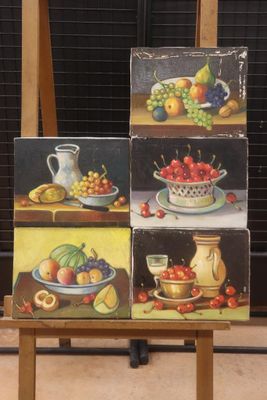 Max TOUTAIN (1935-2006) lot de cinq huiles sur toile représe…