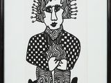 an image of a black and white drawing of a woman