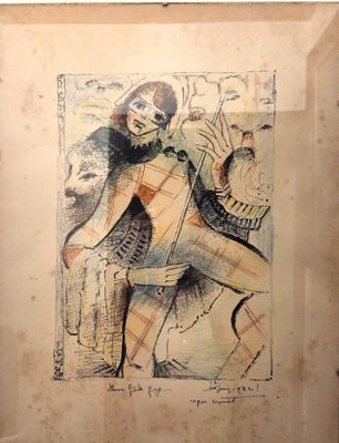 tableau représentant un homme avec un cheval, encadré et accroché au mur