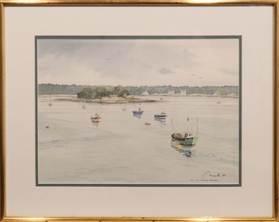une image d'une peinture de bateaux dans l'eau