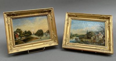 pair of 19th century oil paintings of a country scene