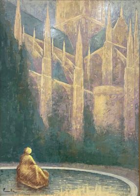 Fernand ELIE (1906-1992) Vue de l'abbaye de Saint Ouen, Roue…