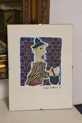 a picture of a painting of a llama with a hat on