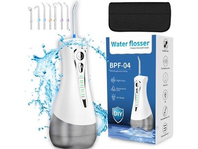 an image of a water flosser with a box of water in the background