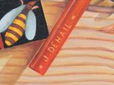 a painting of a man holding a hammer and a book