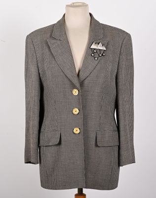 Louis FERAUD. Tailleur en lin et laine à motif pied-de-poule…