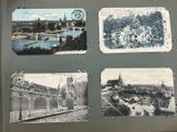 quatre photos représentant différents bâtiments, avec une rivière en arrière-plan