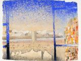 un tableau représentant une vue de la ville depuis une fenêtre