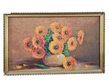 painting of sunflowers in a vase on a table