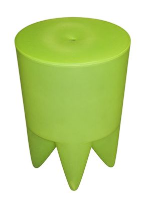 a close up of a green stool on a white background