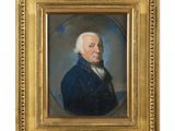 a painting of a man in a blue coat and white hair