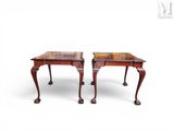 pair of antique mahogany side tables with marble tops
