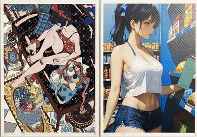 Death NYC - Anime Girls, 2024 Set of 2 archival prints on te…