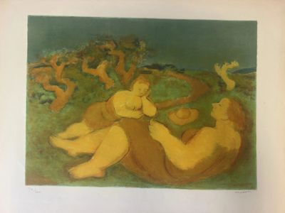 une image représentant un tableau où l'on voit deux nus allongés par terre