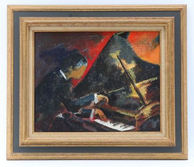 une image représentant un tableau où l'on voit un homme jouant du piano