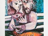 une image d'un tableau représentant un homme et une femme assis sur un banc