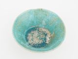 a blue bowl that has a brown substance in it