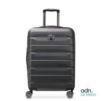 une image représentant une valise noire à roulettes sur fond blanc