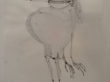 pencil drawing of a bird with a cigarette in its mouth