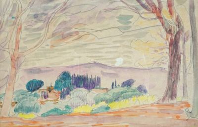 Adolphe BEAUFRERE (1876-1960), "Paysage du Midi", aquarelle …