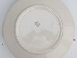 a white plate with a blue and white design on it