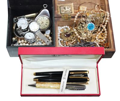 une boîte contenant un stylo, une montre et d'autres objets